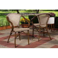 Baxton Studio WA-5101-Grey-DC Artus Classic French Indoor and Outdoor Grey Bamboo Style Stackable Bistro Dining Chair Set of 2